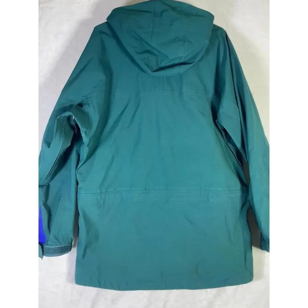 Vintage 90s LL Bean Jacket Men XL Blue Green Anorak Colorblock Aztec Made in USA